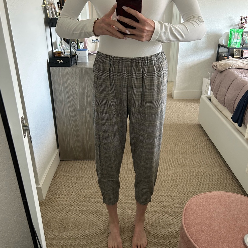 Babaton Plaid Tapered Pull-On Trousers | Elastic Waist
